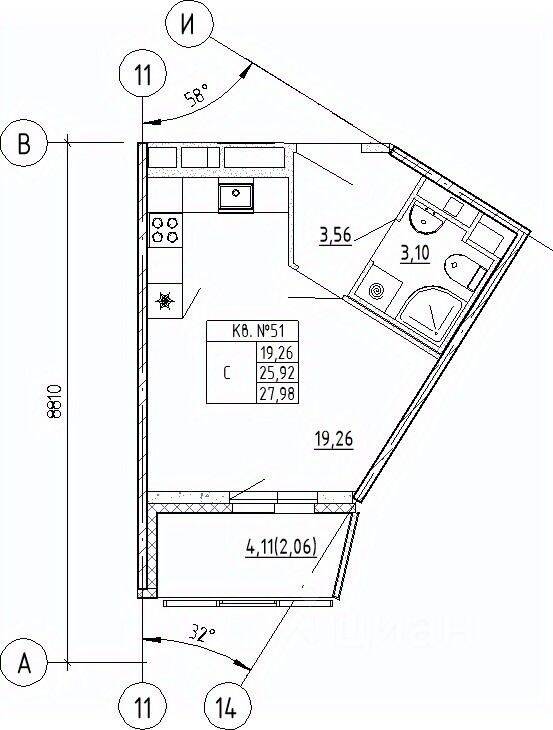 Квартира-студия, 27,98 м², в ЖК UP-квартал «Воронцовский»