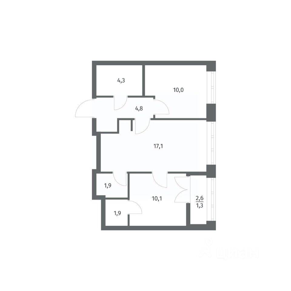 2-комн. квартира, 51,38 м², в ЖК NEWПИТЕР