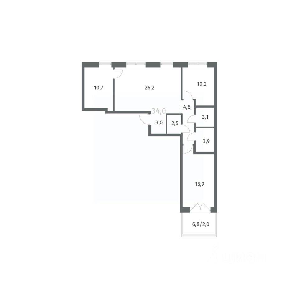 3-комн. квартира, 82,36 м², в ЖК NEWПИТЕР