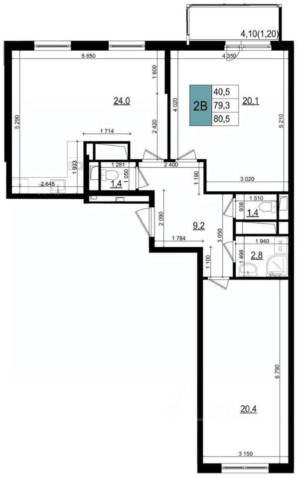 2-комн. квартира, 80,5 м², в ЖК «Одинцово сити»
