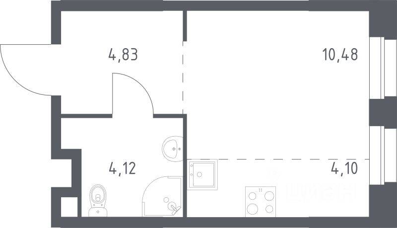 Квартира-студия, 23,53 м², в ЖК ЭкоБунино