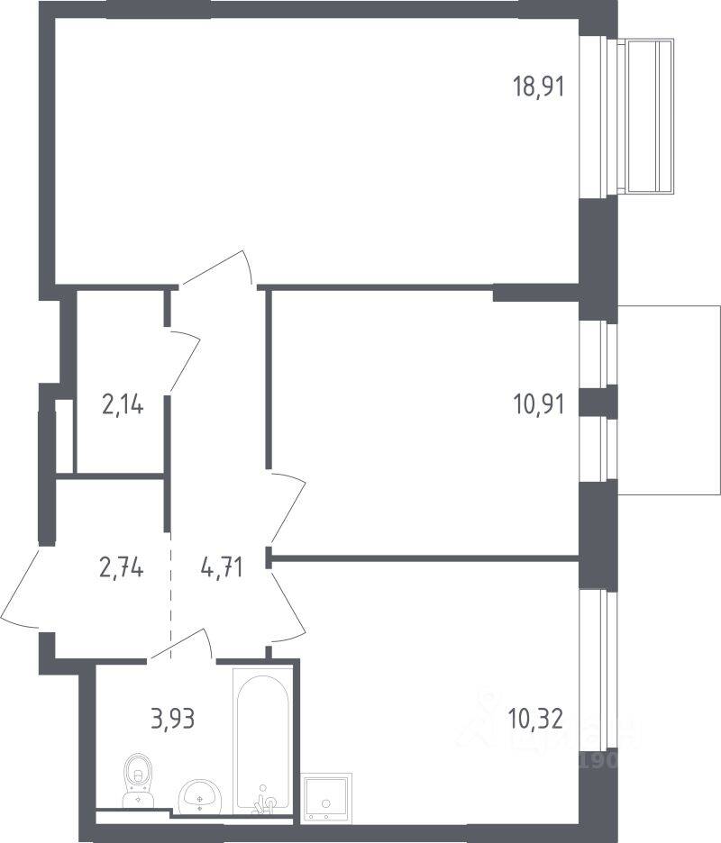 2-комн. квартира, 52,6 м², в ЖК Рублевский Квартал