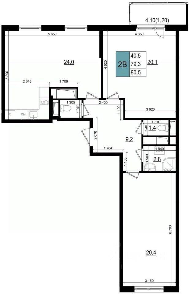 2-комн. квартира, 80,5 м², в ЖК «Одинцово сити»