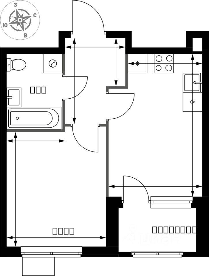 1-комн. квартира, 33,6 м², в ЖК 1-й Химкинский