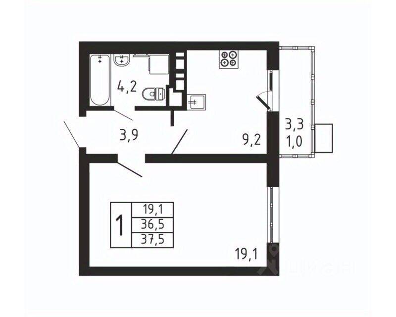 1-комн. квартира, 37,5 м², в ЖК «Пироговская Ривьера»