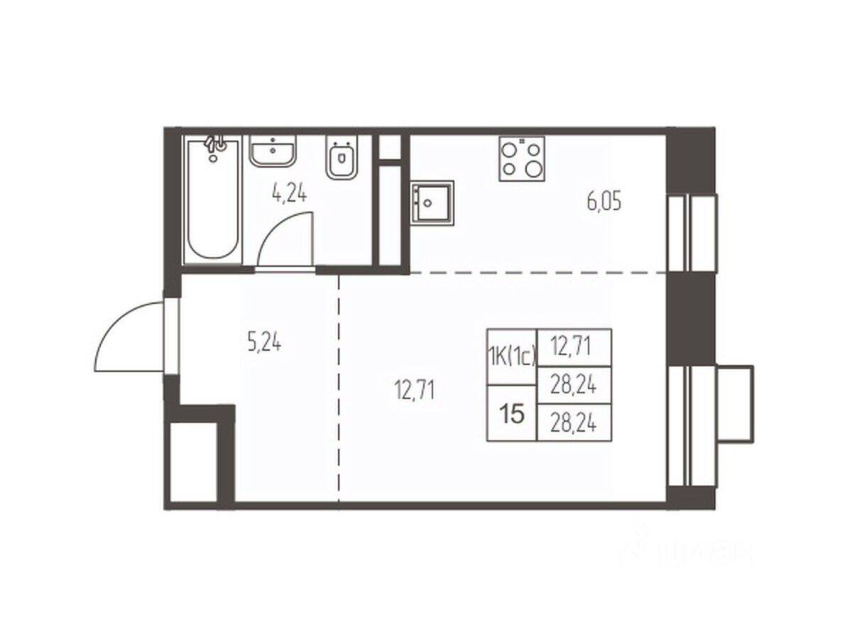Квартира-студия, 28,2 м², в ЖК Новая Ивантеевка