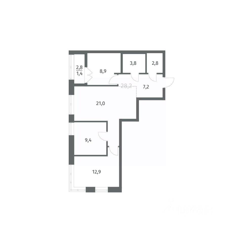 3-комн. квартира, 67,42 м², в ЖК NEWПИТЕР