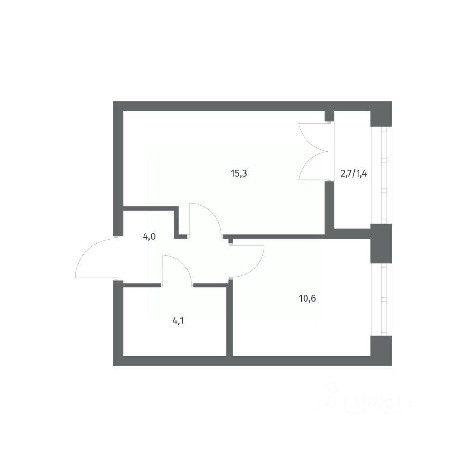 1-комн. квартира, 35,35 м², в ЖК NEWПИТЕР