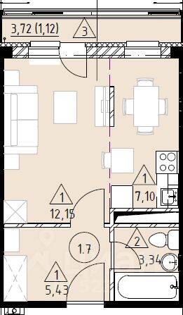 Квартира-студия, 29,14 м², в ЖК Марусино-6