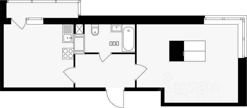 Планировка 1 комнатной квартиры, 47.5 м², в «Красная горка»