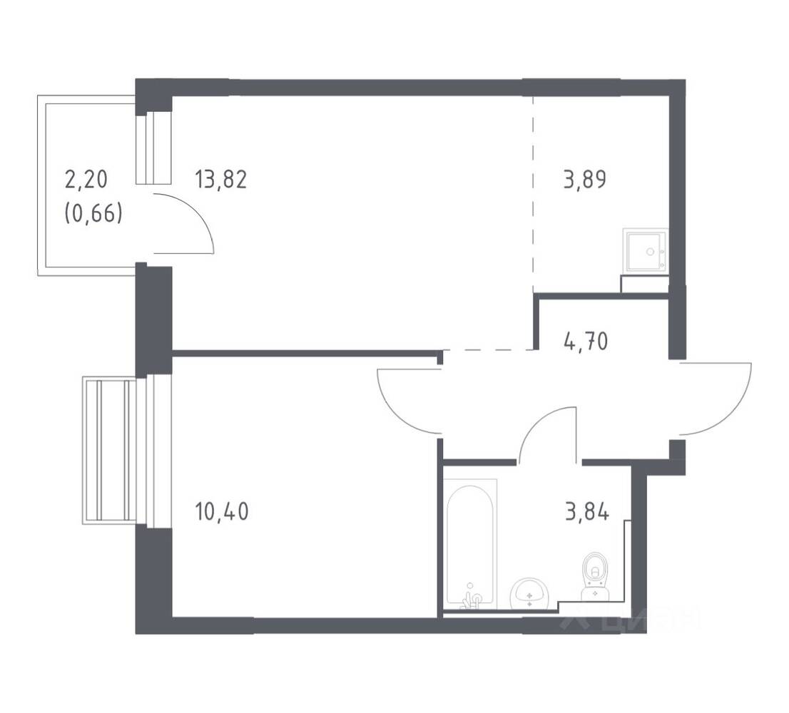1-комн. квартира, 37,31 м², в ЖК Рублевский Квартал
