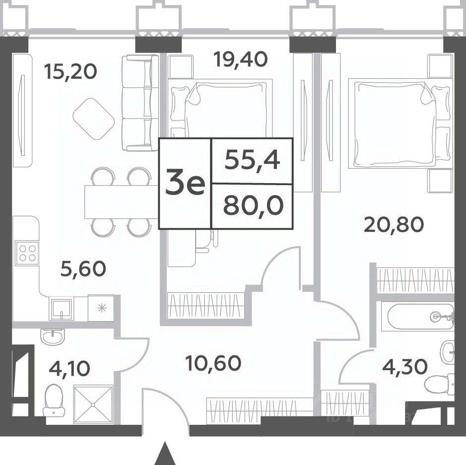 3-комн. квартира, 80 м², в ЖК Will Towers