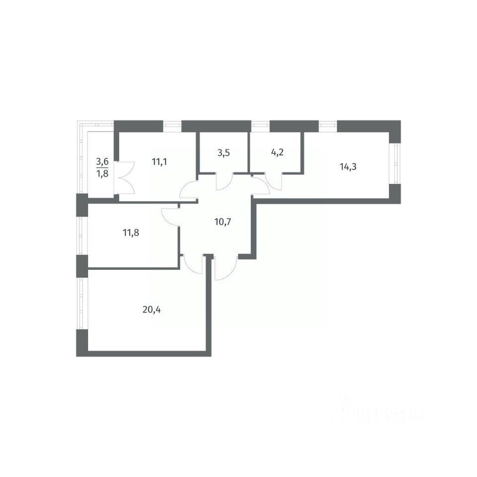 3-комн. квартира, 77,74 м², в ЖК NEWПИТЕР