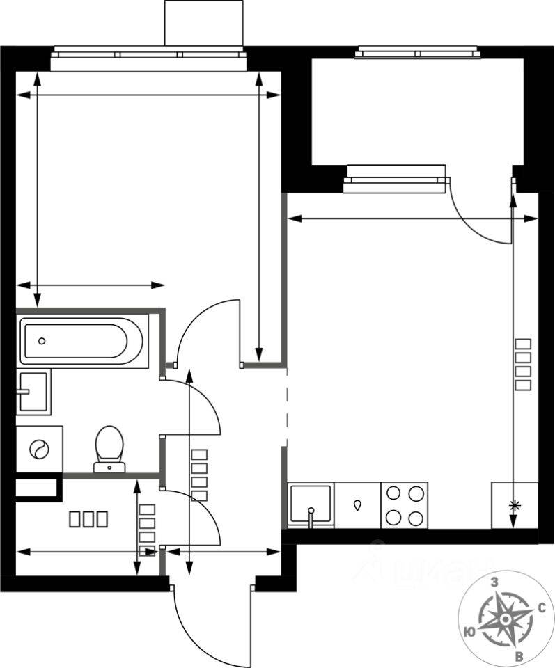 1-комн. квартира, 36,8 м², в ЖК 1-й Химкинский
