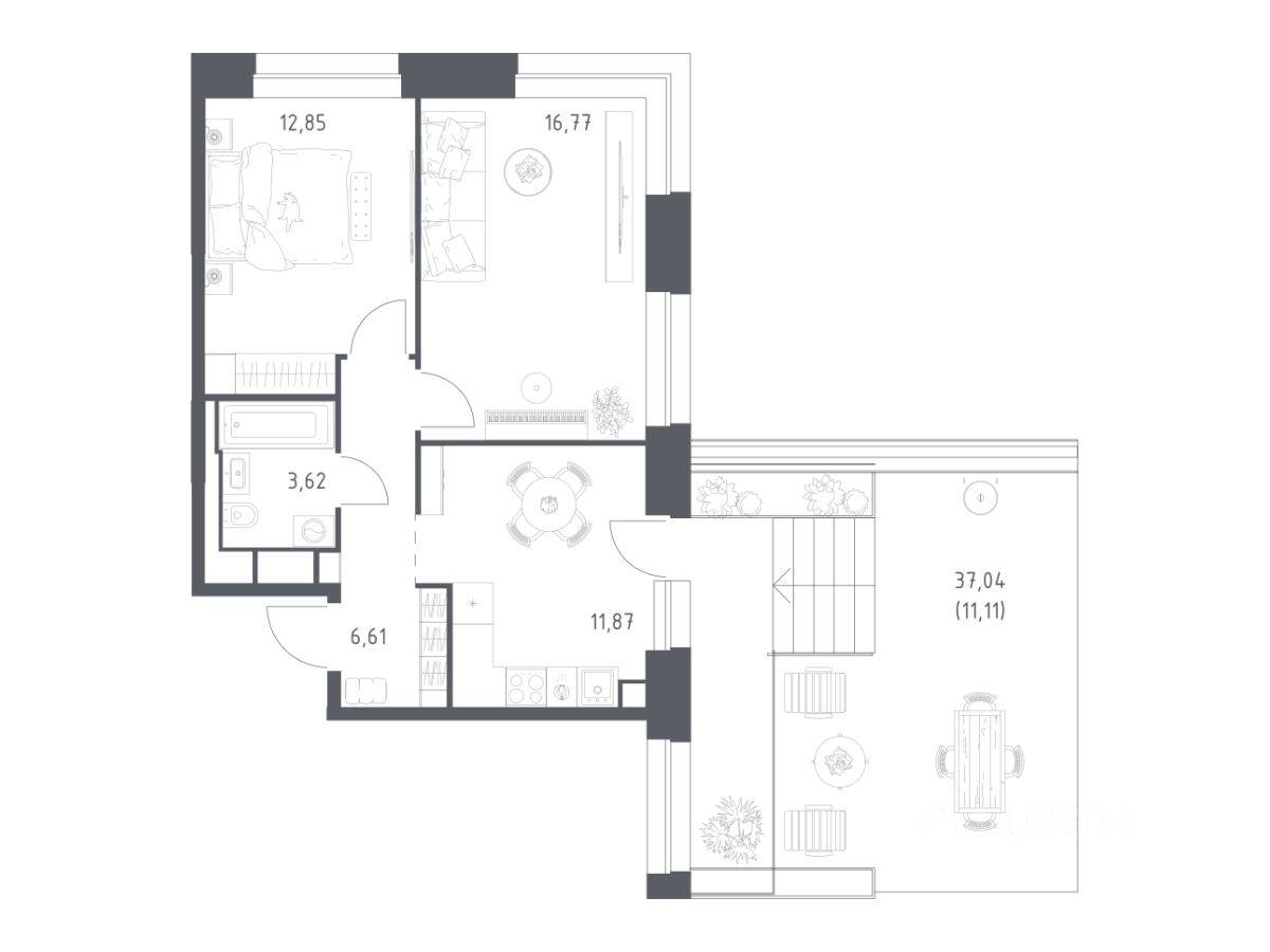 2-комн. квартира, 62,83 м², в Апарт-комплекс Верейская 41