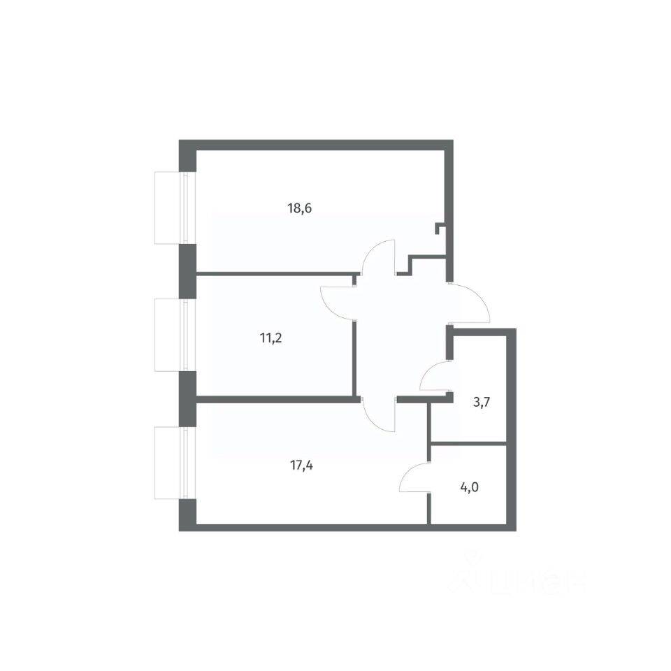 2-комн. квартира, 62,1 м², в ЖК Парусная 1