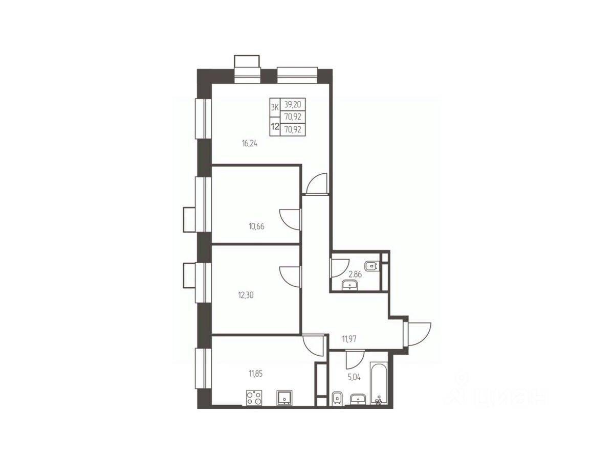 2-комн. квартира, 70,9 м², в ЖК Новая Ивантеевка