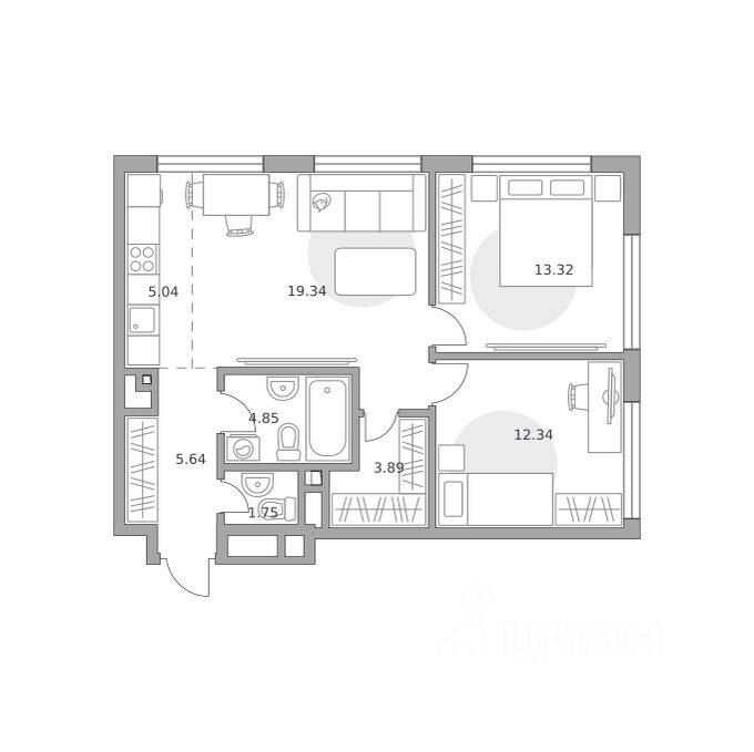 3-комн. квартира, 66,17 м², в ЖК «Гранель Коломенское»