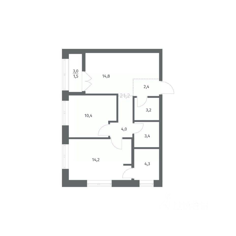 2-комн. квартира, 58,24 м², в ЖК NEWПИТЕР