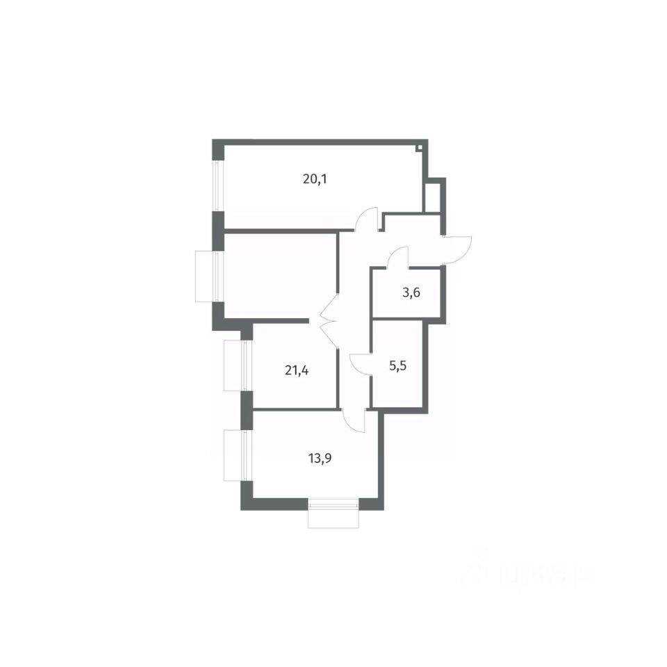 2-комн. квартира, 75,9 м², в ЖК Парусная 1
