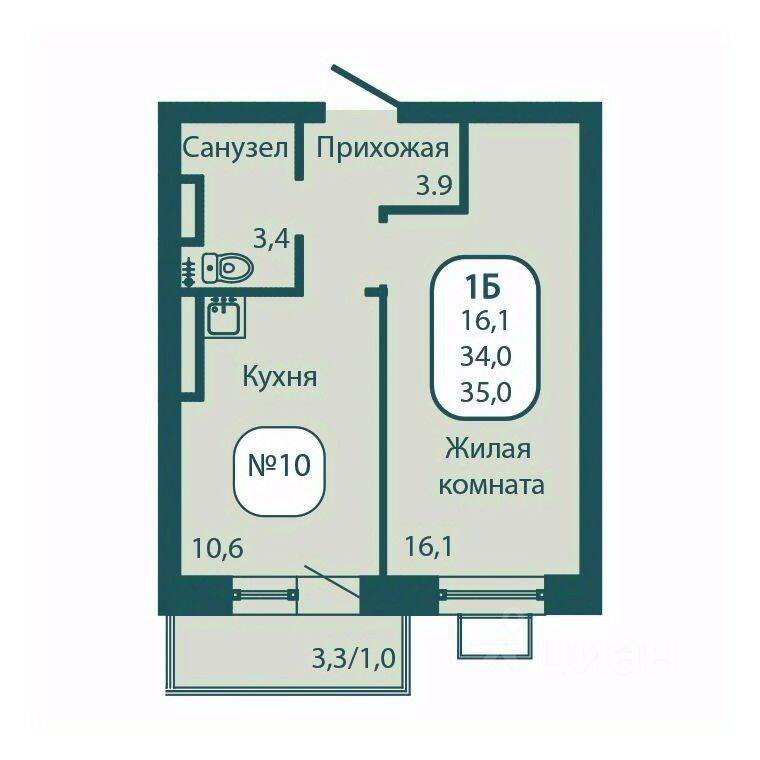 1-комн. квартира, 35 м², в ЖК Андреевка LIFE