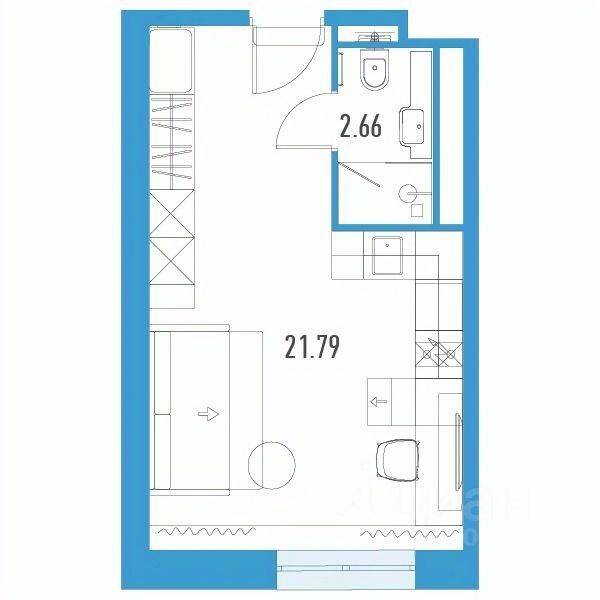 Квартира-студия, 24,45 м², в Апарт-комплекс YE’S LEADER