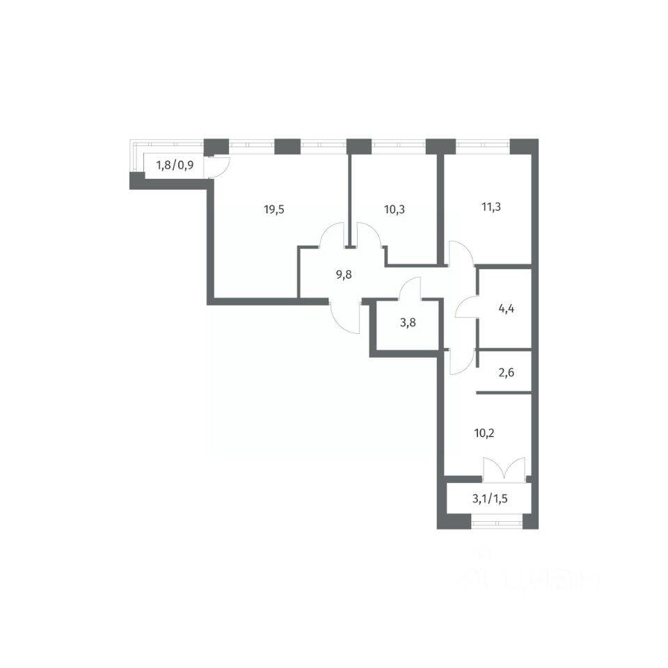 3-комн. квартира, 74,28 м², в ЖК NEWПИТЕР