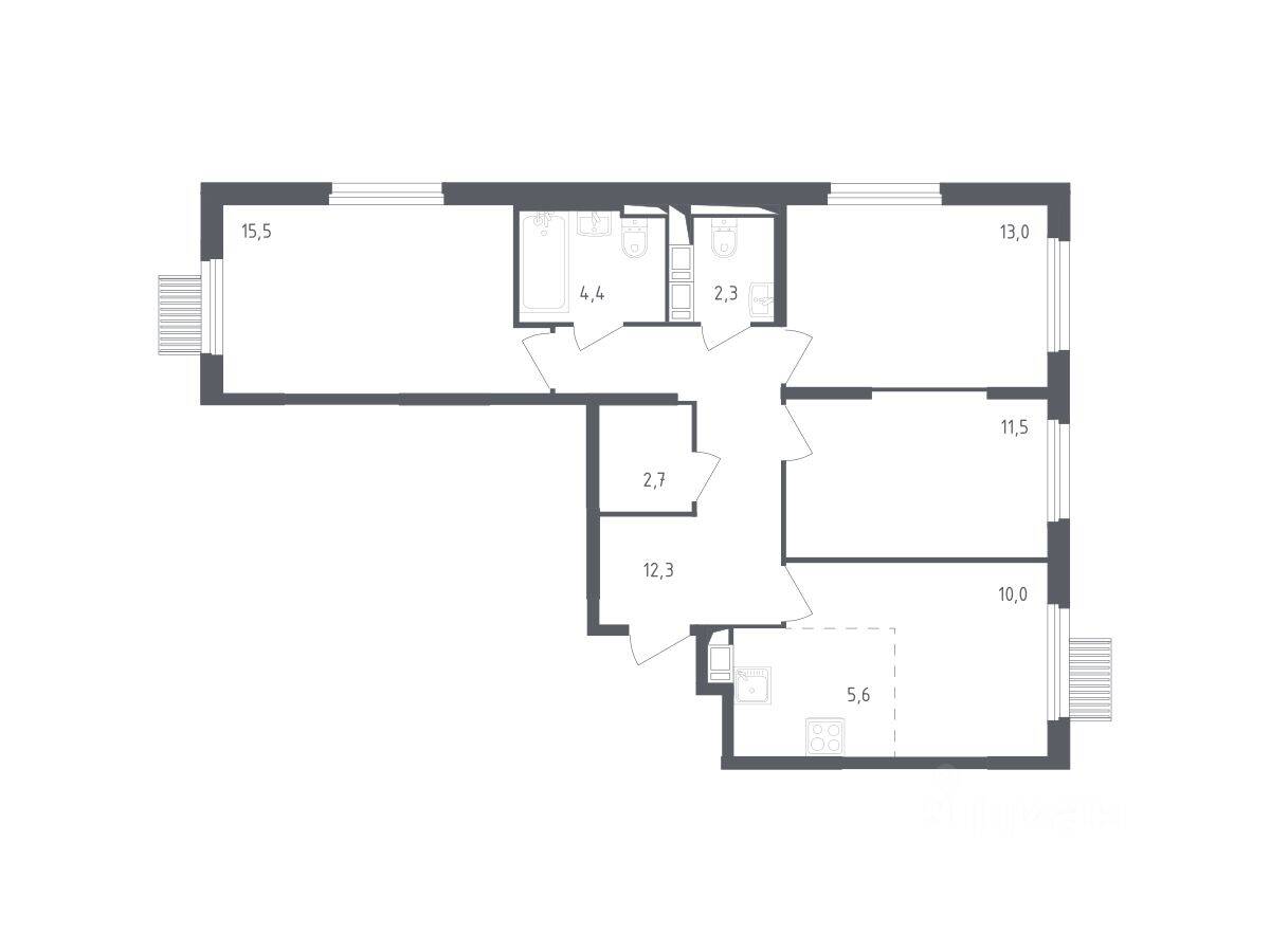3-комн. квартира, 75,7 м², в ЖК Мытищи Парк