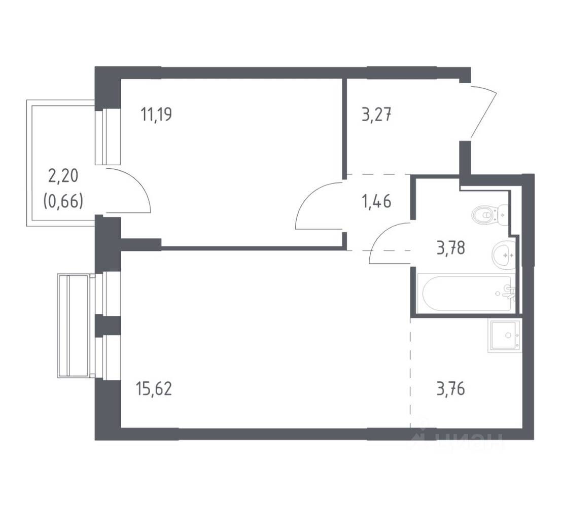 1-комн. квартира, 39,74 м², в ЖК Рублевский Квартал