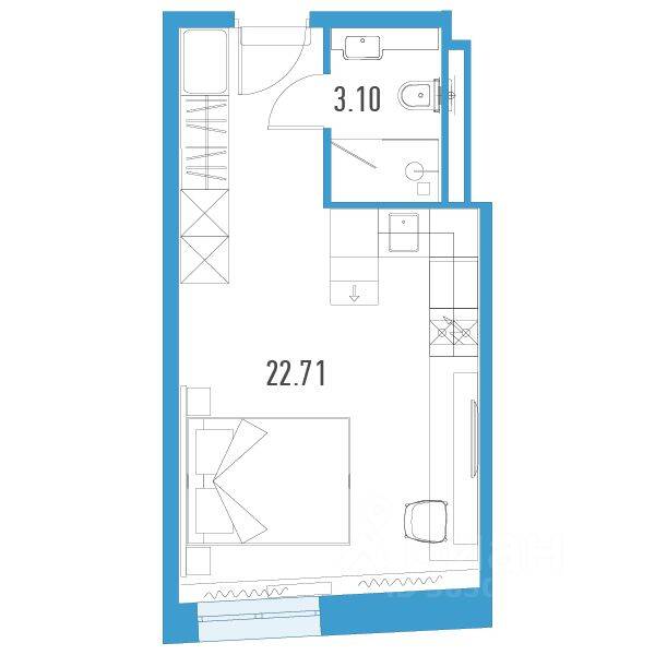 Квартира-студия, 25,81 м², в Апарт-комплекс YE’S LEADER