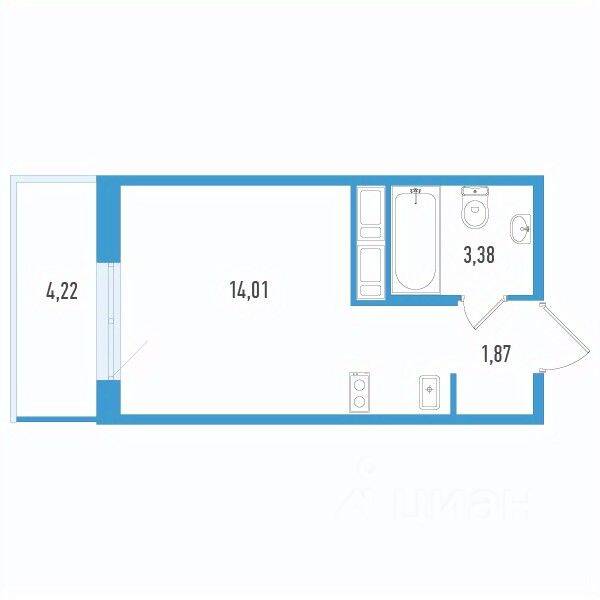 Квартира-студия, 20,53 м², в ЖК Аэросити Life
