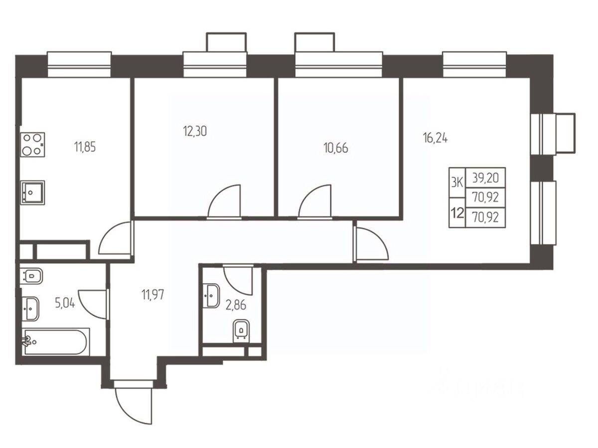 3-комн. квартира, 70,9 м², в ЖК Новая Ивантеевка