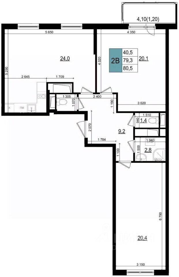 2-комн. квартира, 80,5 м², в ЖК «Одинцово сити»