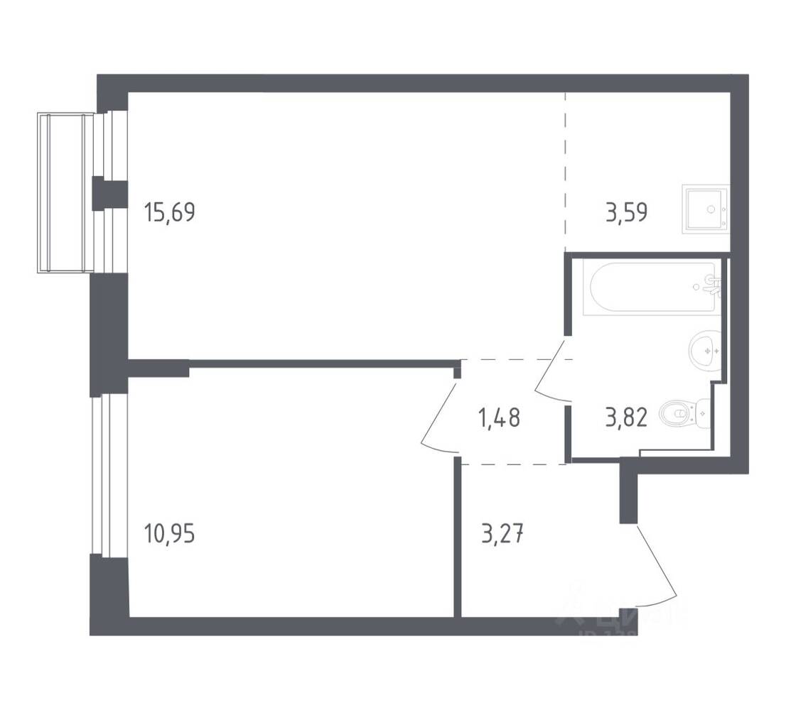 1-комн. квартира, 38,8 м², в ЖК Рублевский Квартал