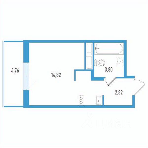Квартира-студия, 22,87 м², в ЖК Аэросити Life