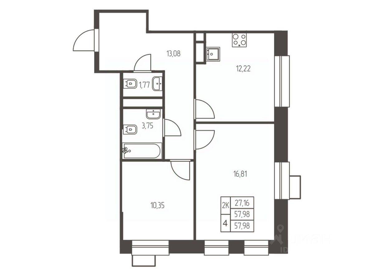 2-комн. квартира, 58 м², в ЖК Новая Ивантеевка