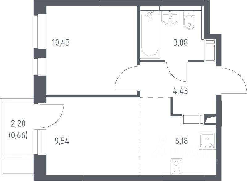 1-комн. квартира, 35,12 м², в ЖК Пятницкие Луга