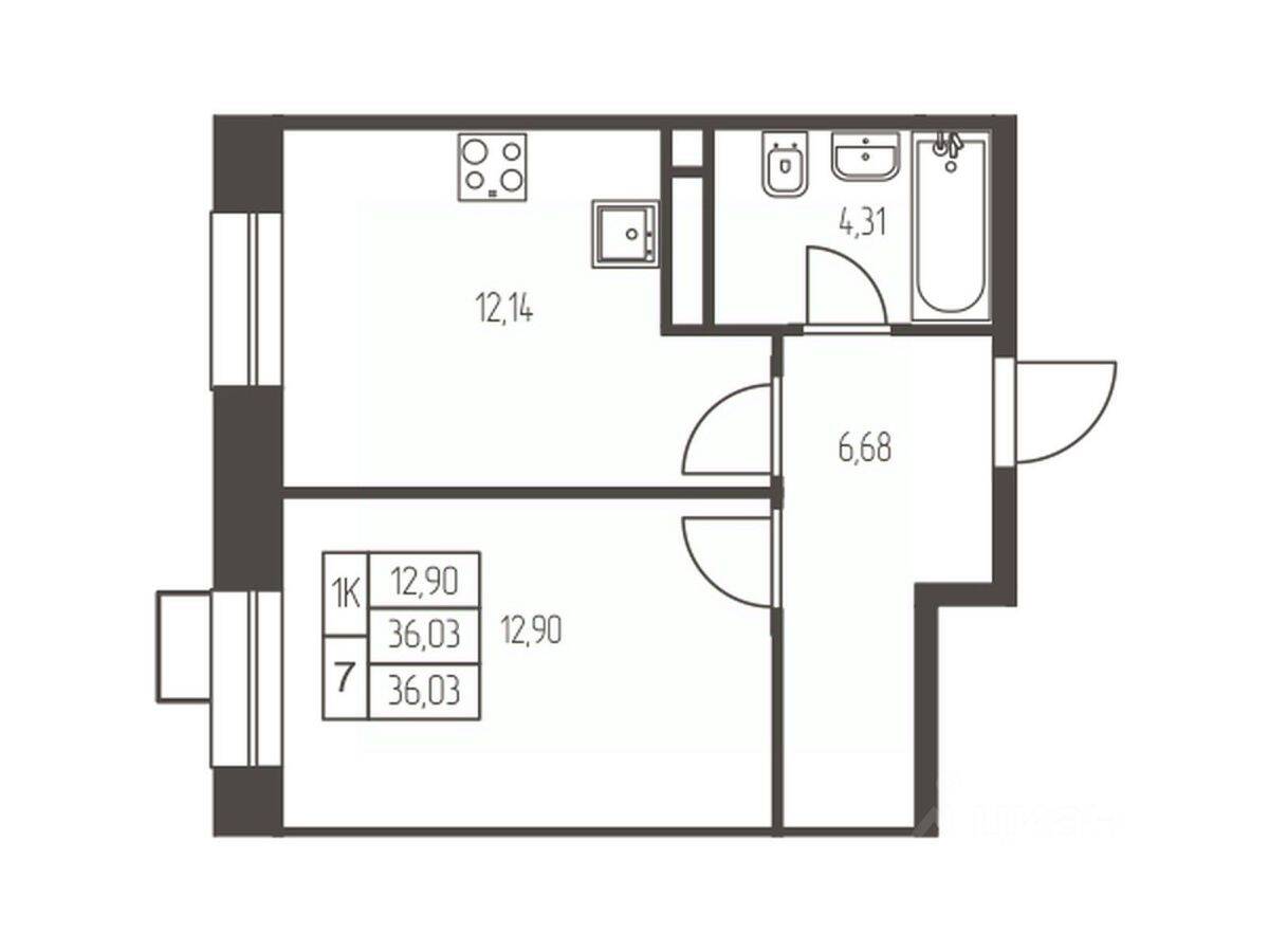 1-комн. квартира, 36 м², в ЖК Новая Ивантеевка