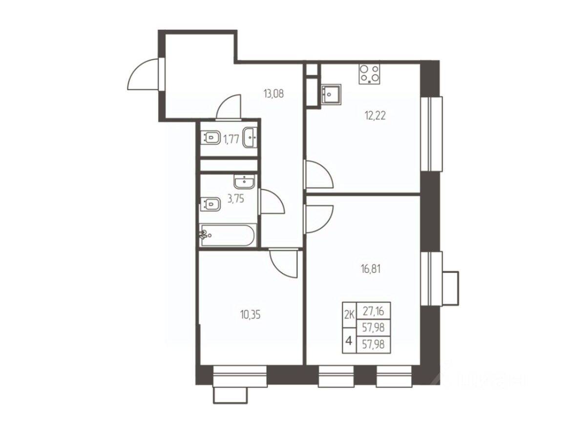 2-комн. квартира, 58 м², в ЖК Новая Ивантеевка