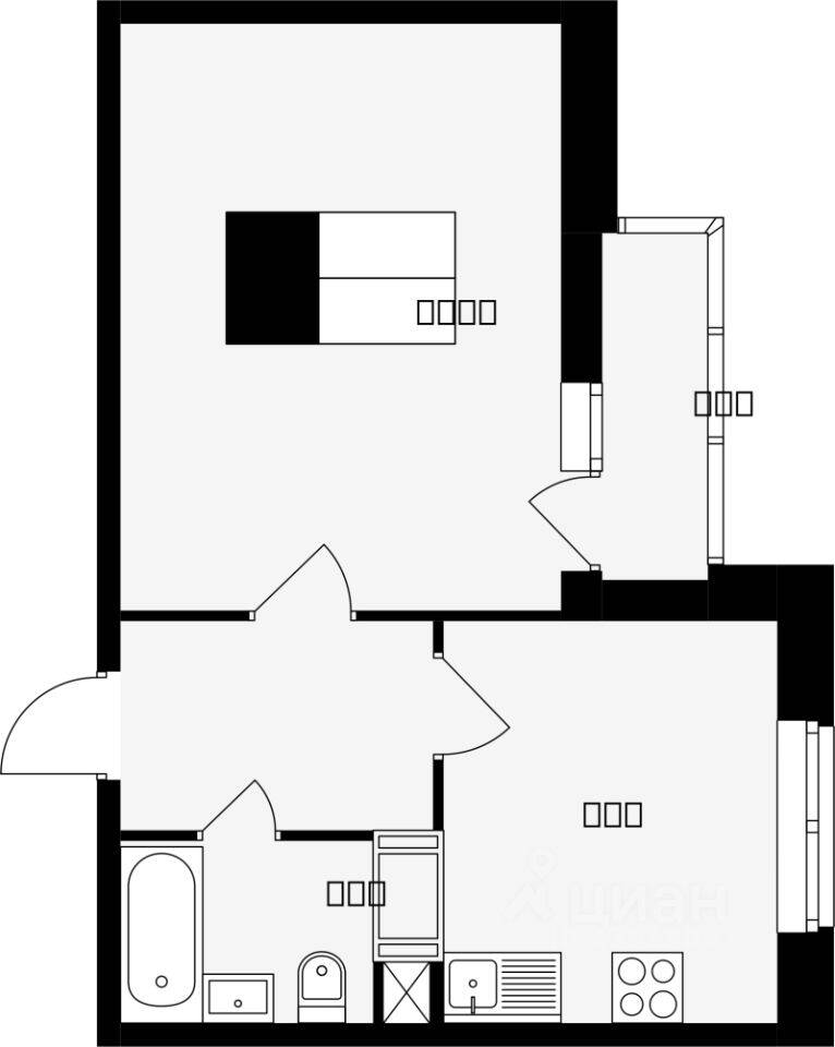 Планировка 1 комнатной квартиры, 37.7 м², в «Красная горка»