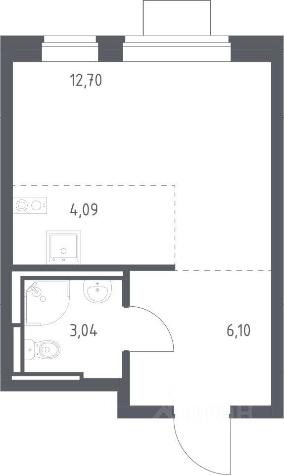 Квартира-студия, 25,93 м², в ЖК Богдановский Лес