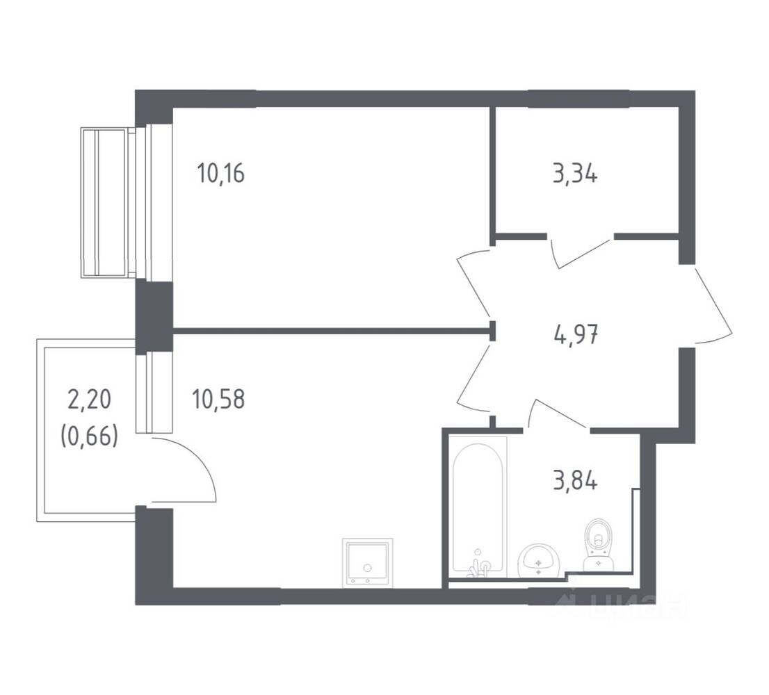 1-комн. квартира, 33,55 м², в ЖК Рублевский Квартал