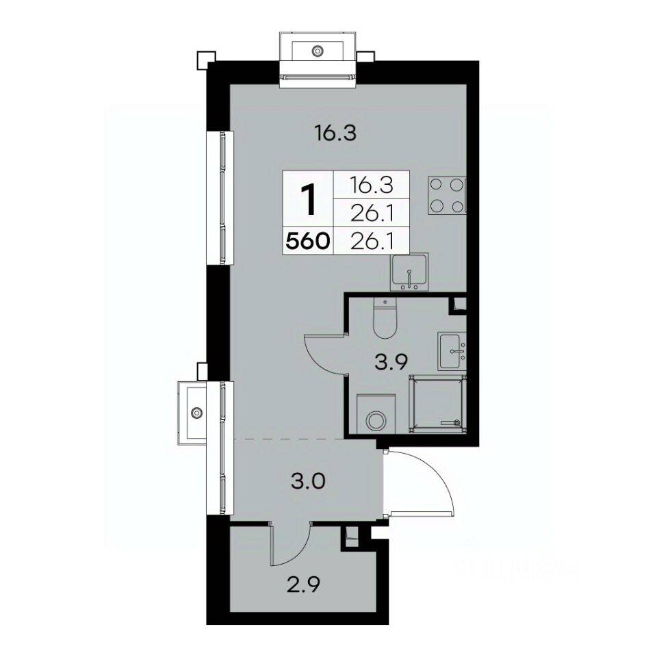 1-комн. квартира, 26,1 м², в ЖК Куркино 15