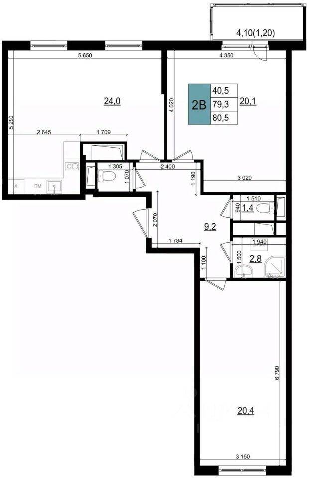 2-комн. квартира, 80,5 м², в ЖК «Одинцово сити»