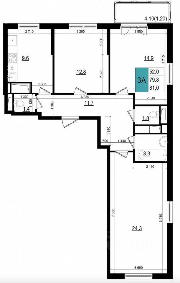 3-комн. квартира, 81 м², в ЖК «Одинцово сити»