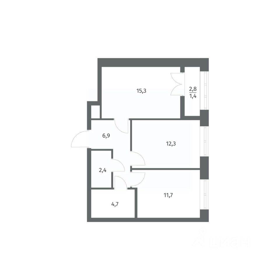 2-комн. квартира, 54,62 м², в ЖК NEWПИТЕР
