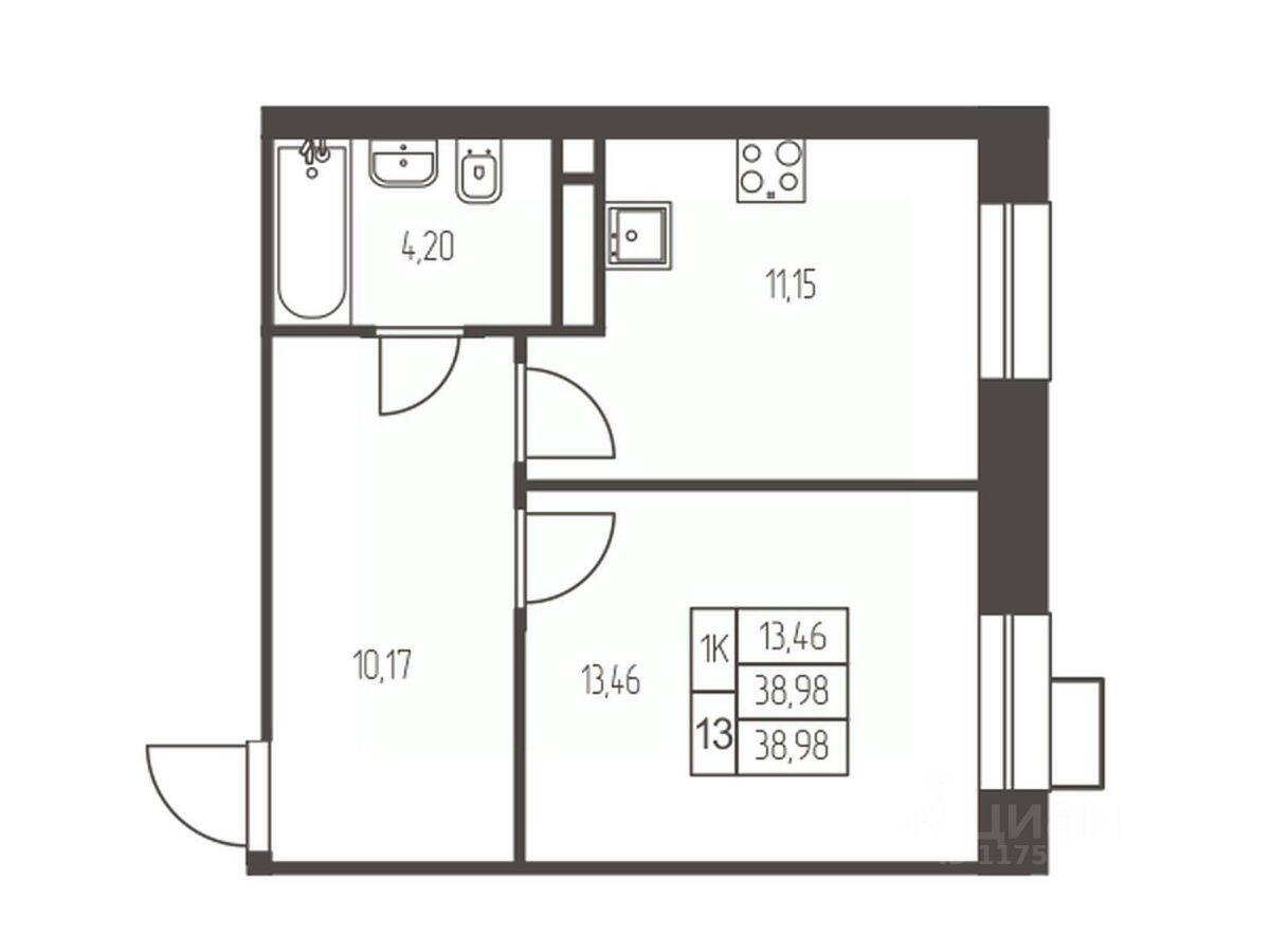 1-комн. квартира, 39 м², в ЖК Новая Ивантеевка