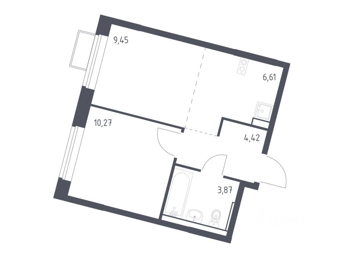 1-комн. квартира, 34,62 м², в ЖК Молжаниново