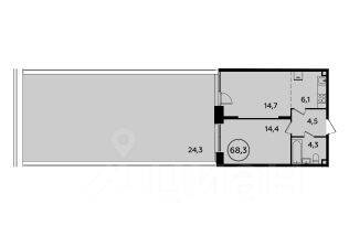 2-комн. квартира, 68,2 м², в ЖК Прокшино
