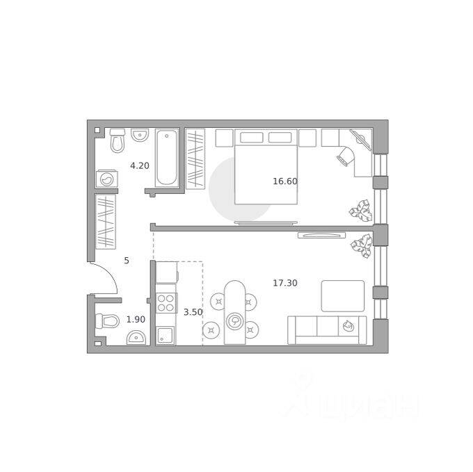 2-комн. квартира, 48,5 м², в ЖК «Дубровка от Гранель»